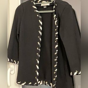 Glamorous black with white piping St. John blazer.